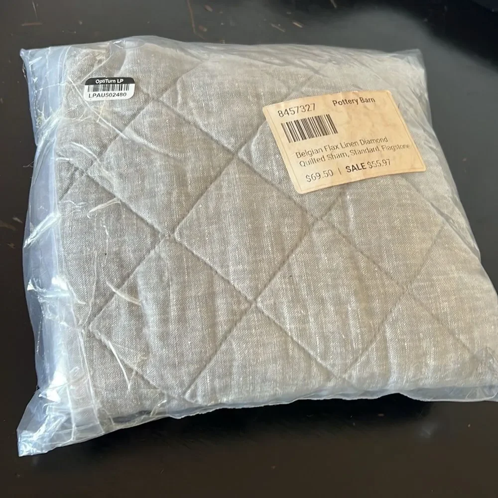 Pottery Barn Belgian Flax Linen Diamond Quilted Sham